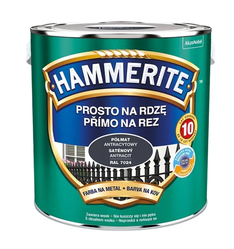 Фарба Hammerite матова 2,5 літра (Антрацит 7016)